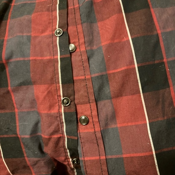 MICROS Red/black Plaid Check Shortsleeve Casual Button Up Rockstar XL Los Angele - Picture 5 of 14